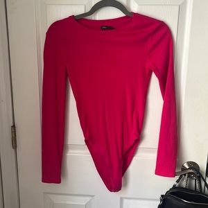 pink long sleeve body suit Zara